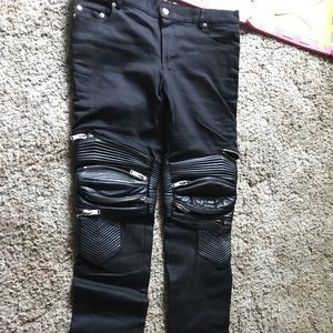 Saint Laurent Biker Motorcycle Knee Leather Jeans
